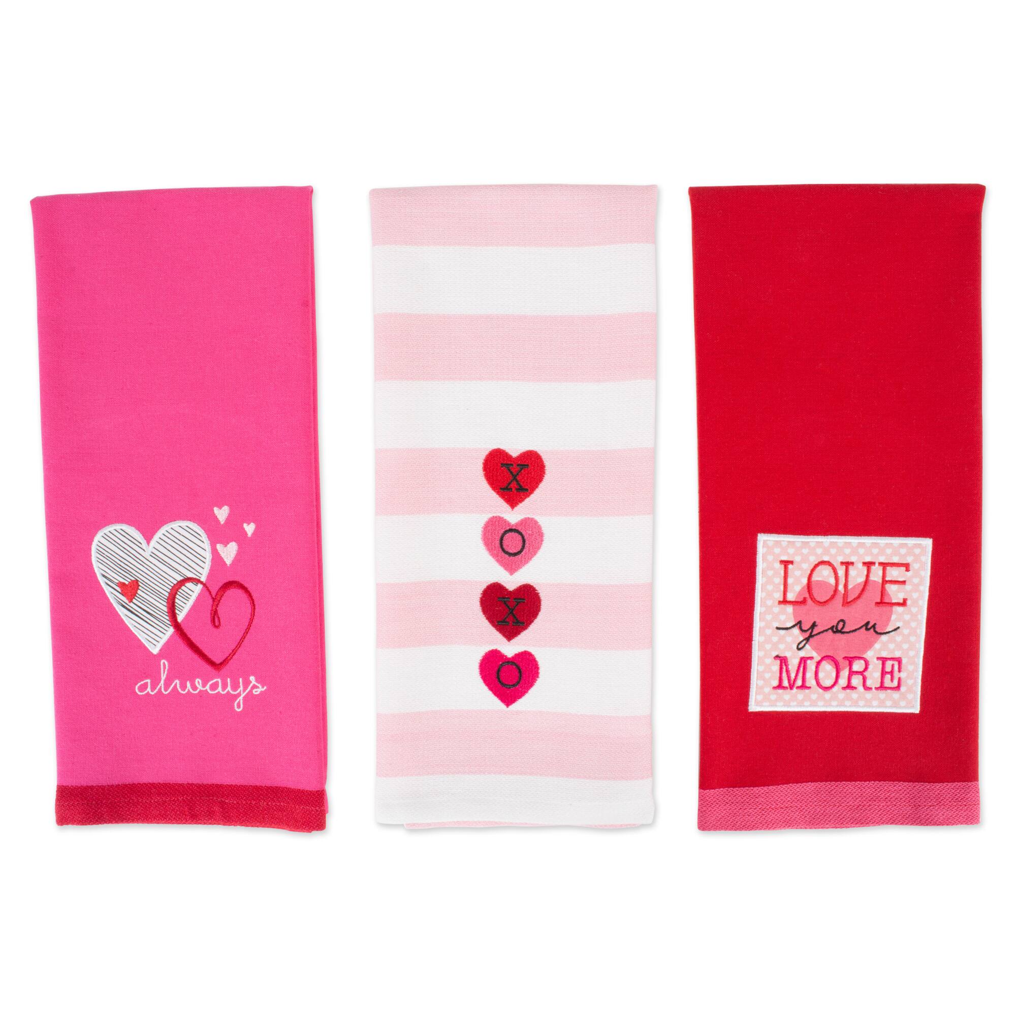 DII® Valentines Day Embroidered Dishtowels, 3ct.